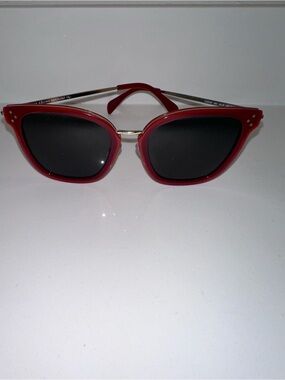 Celine Red Cat-Eye Sunglasses with Black Lenses